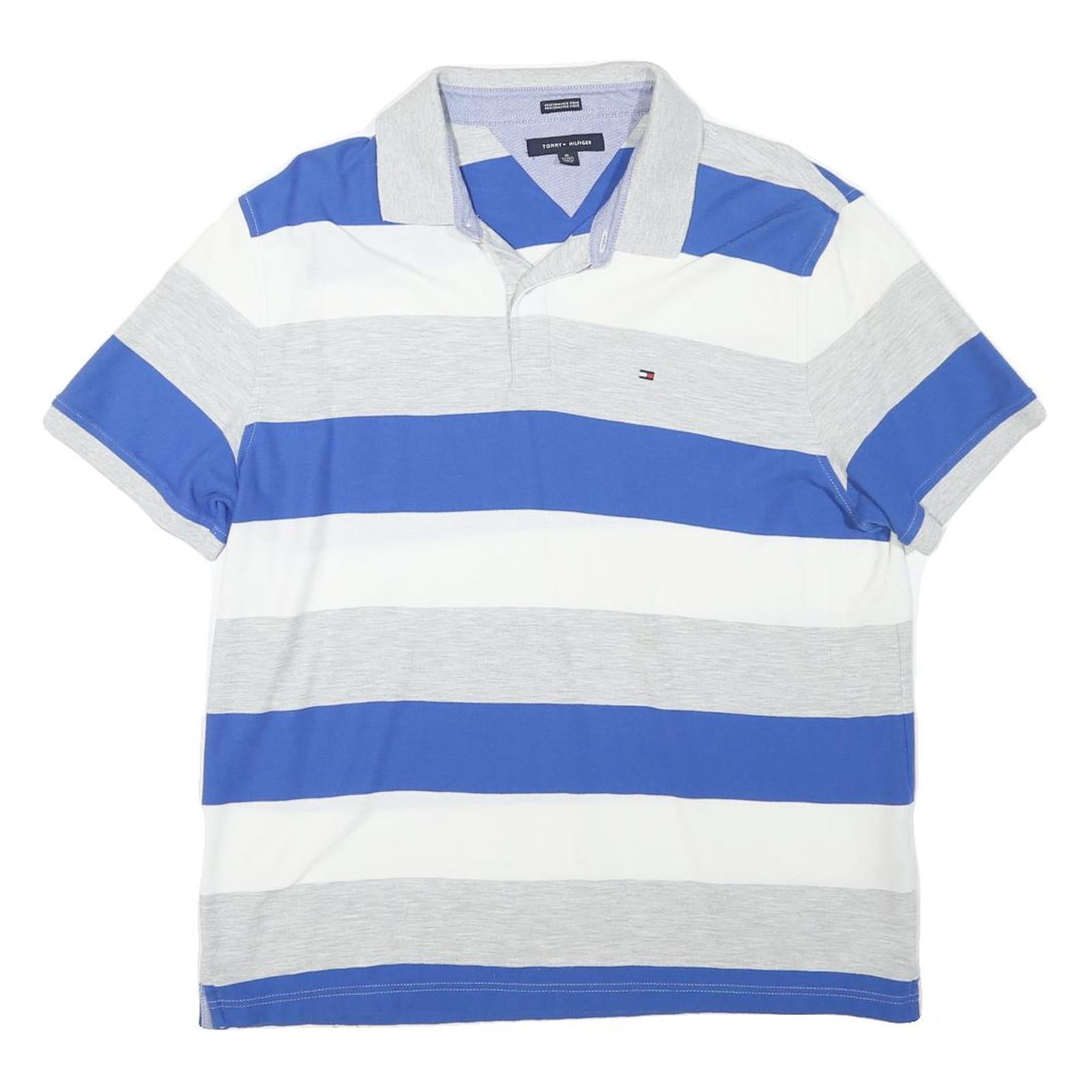 Buy TOMMY HILFIGER Mens Blue & Grey Striped Short Sleeve Polo Shirt XL Cotton Blend Refurbished - $38.99 TOMMY HILFIGER Mens Blue & Grey Striped Short Sleeve Polo Shirt XL Cotton Blend Refurbished - N/A refurbished available on Cerqular