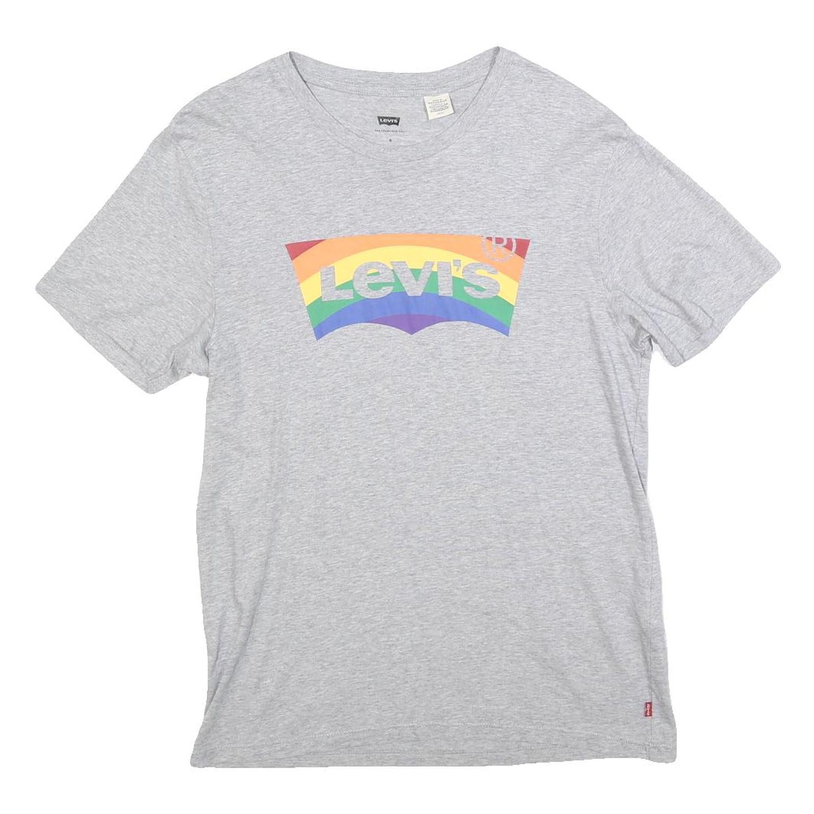 LEVI'S Mens Grey Rainbow Print Graphic T-Shirt S Short Sleeve Crew Neck Cotton Refurbished - N/A refurbished available on Cerqular
