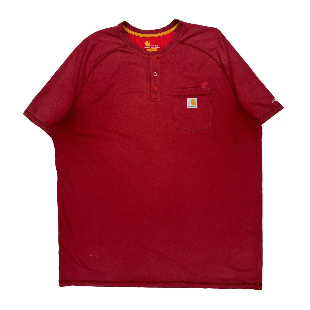 Carhartt T-Shirt - 2XL Red Cotton Refurbished - Thrifted (note: this is a term often used to describe second- refurbished available on Cerqular