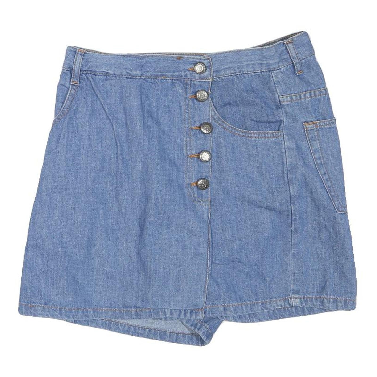 BOLERO Womens Blue Denim Mini Cotton Blend Skirt Button Closure S Stylish Casual Refurbished - N/A refurbished available on Cerqular