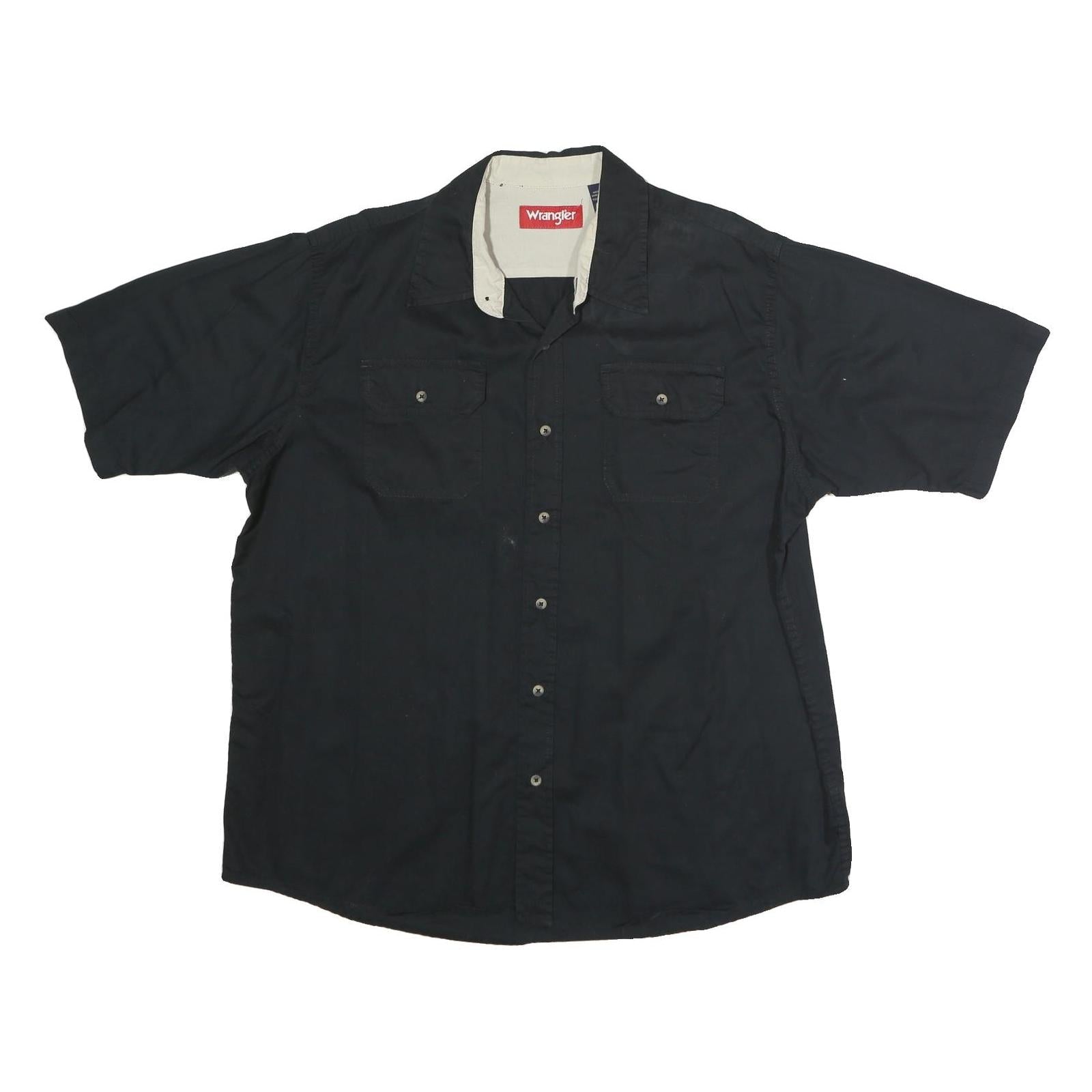 WRANGLER Mens Black Short Sleeve Cotton Shirt XL Casual Button Pocket Refurbished - N/A refurbished available on Cerqular