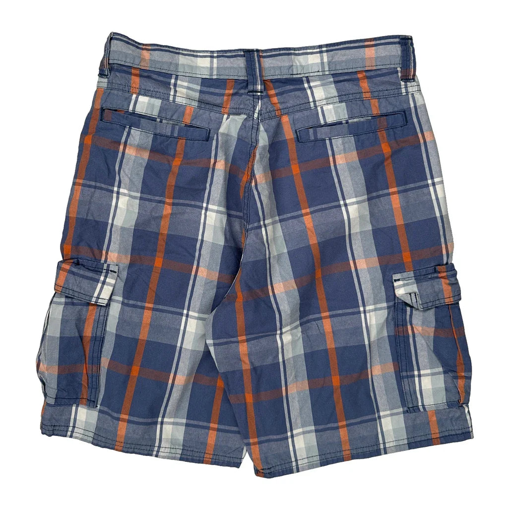 Buy Wrangler Checked Cargo Shorts - 30W 10L Blue Cotton Refurbished - $22.77 Wrangler Checked Cargo Shorts - 30W 10L Blue Cotton Refurbished - Thrifted (note: this is a term often used to describe second- refurbished available on Cerqular