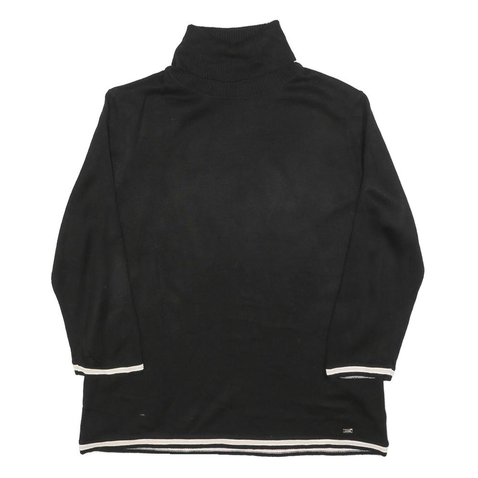 TOMMY HILFIGER Womens Black Plain Pullover Roll Neck Basic Knit M Acrylic Jumper Refurbished - N/A refurbished available on Cerqular