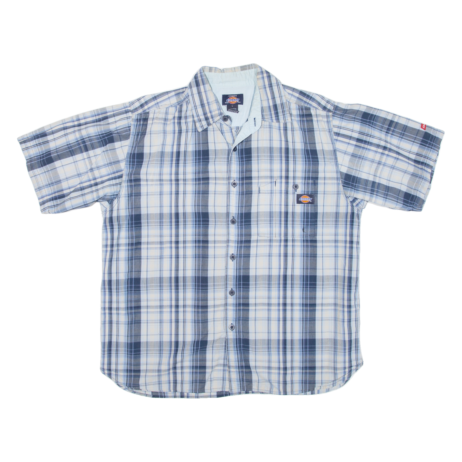 DICKIES Mens Shirt Blue Check L Refurbished - N/A refurbished available on Cerqular