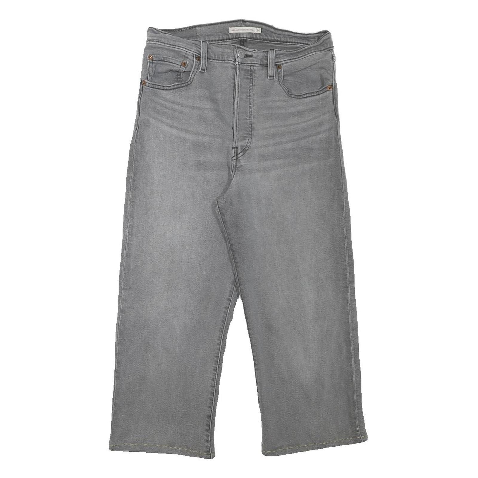 LEVI'S Womens Grey Regular Straight Denim Medium Wash W29 L21 Wide Leg Jeans Refurbished - N/A refurbished available on Cerqular