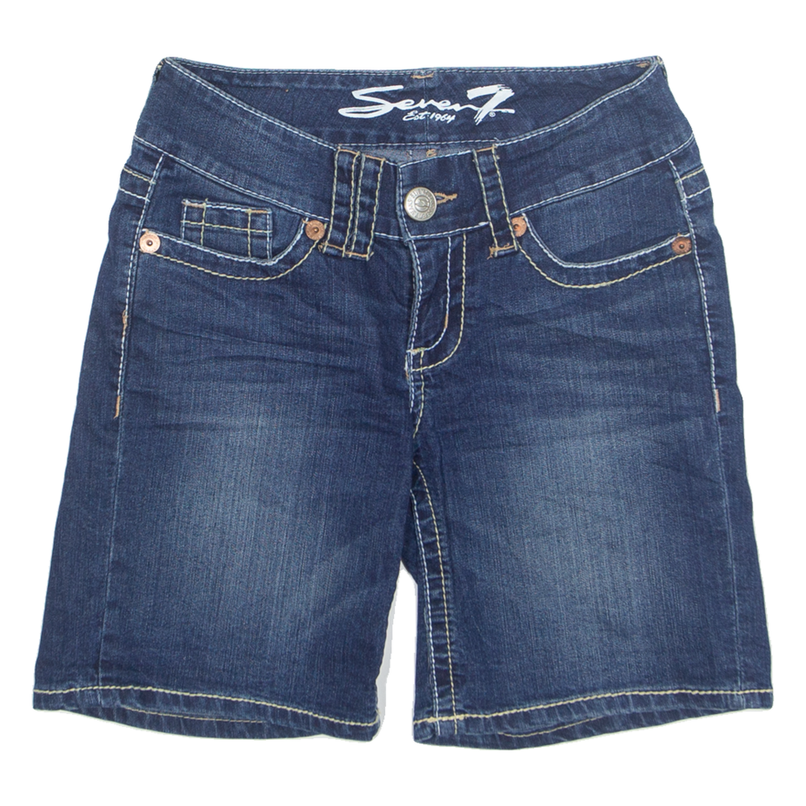 7 FOR ALL MANKIND Womens Denim Shorts Blue UK 6 W28 Refurbished - N/A refurbished available on Cerqular