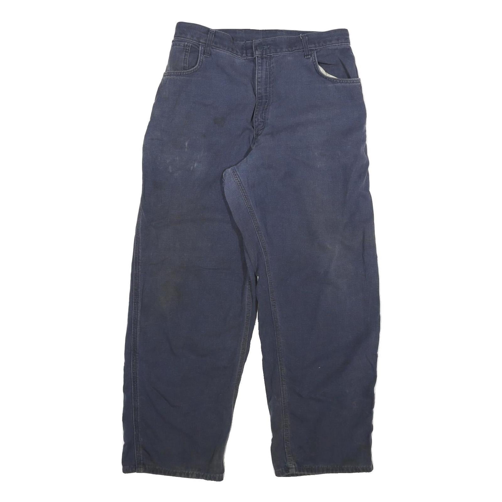 CARHARTT Mens Relaxed Blue Cotton Blend Trousers W32 L29 Workwear Casual Zip Refurbished - N/A refurbished available on Cerqular