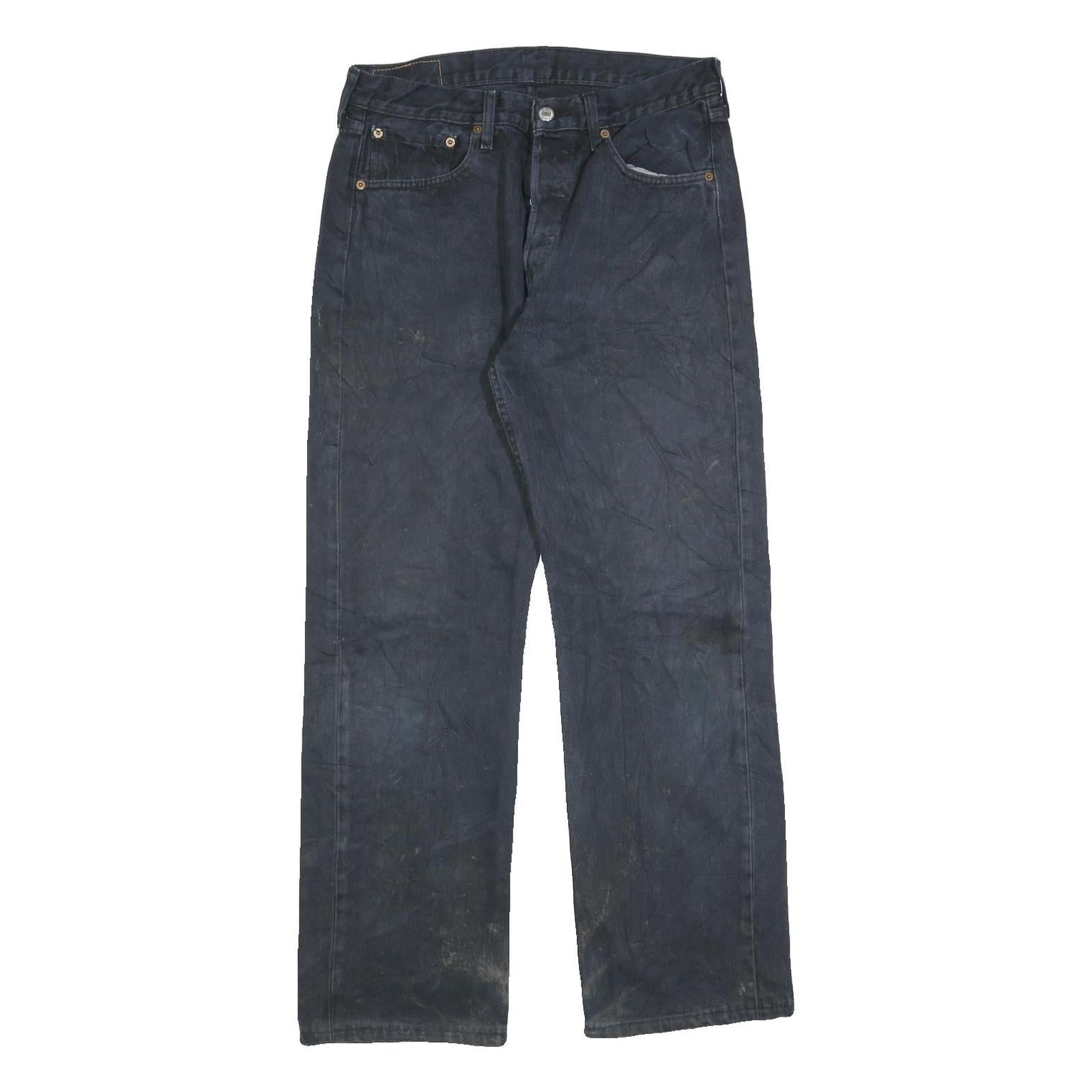 LEVI'S 501 Mens Jeans Black Regular Straight Denim Fair W31 L29 Button Closure Refurbished - N/A refurbished available on Cerqular