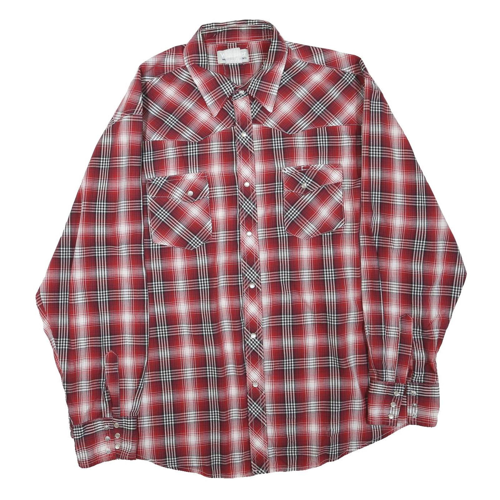 WRANGLER Mens Red & White Check Shirt 2XL Cotton Blend Long Sleeve Casual Refurbished - N/A refurbished available on Cerqular