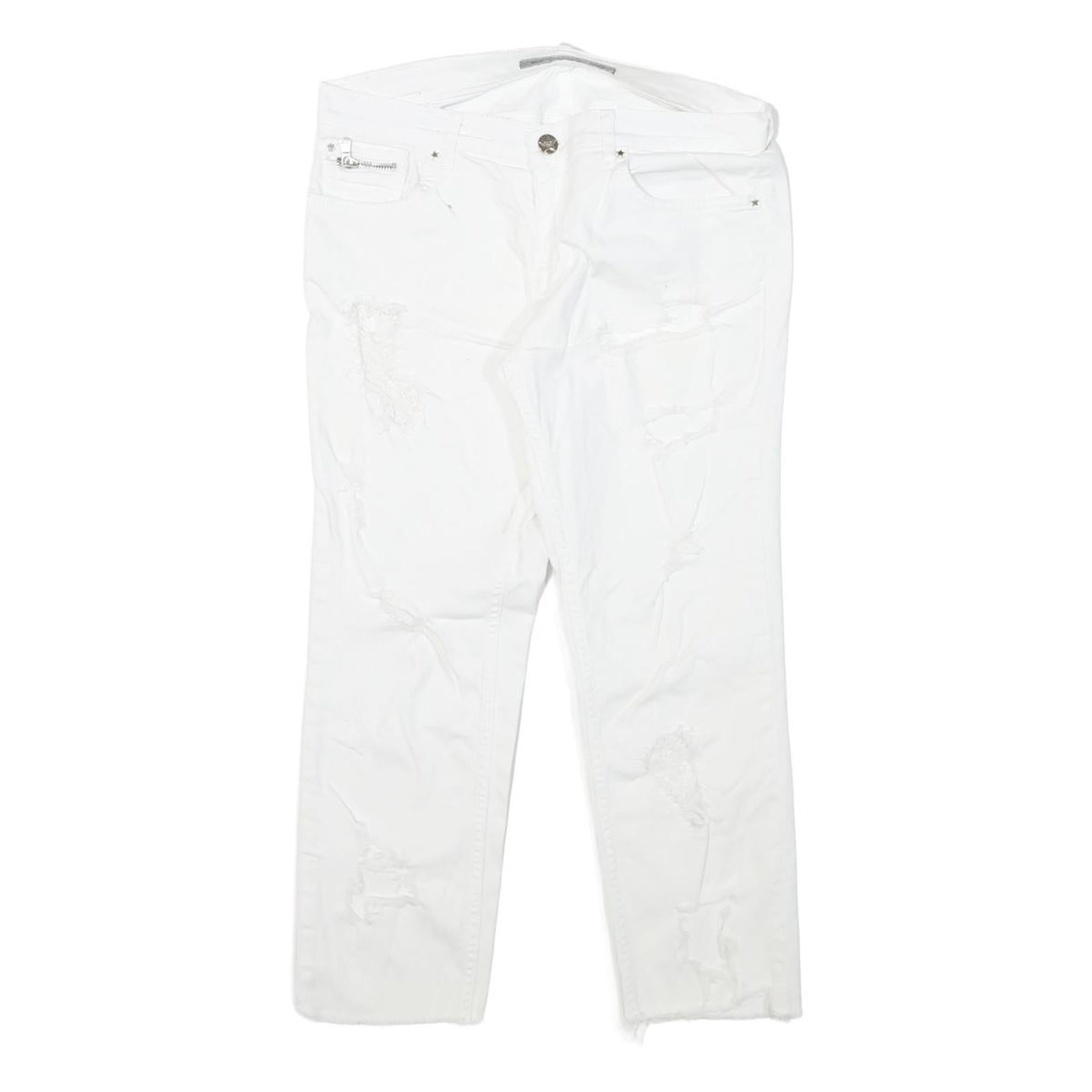HEACH Womens Slim White Denim Slim Jeans W29 L24 Distressed Zip Refurbished - N/A refurbished available on Cerqular