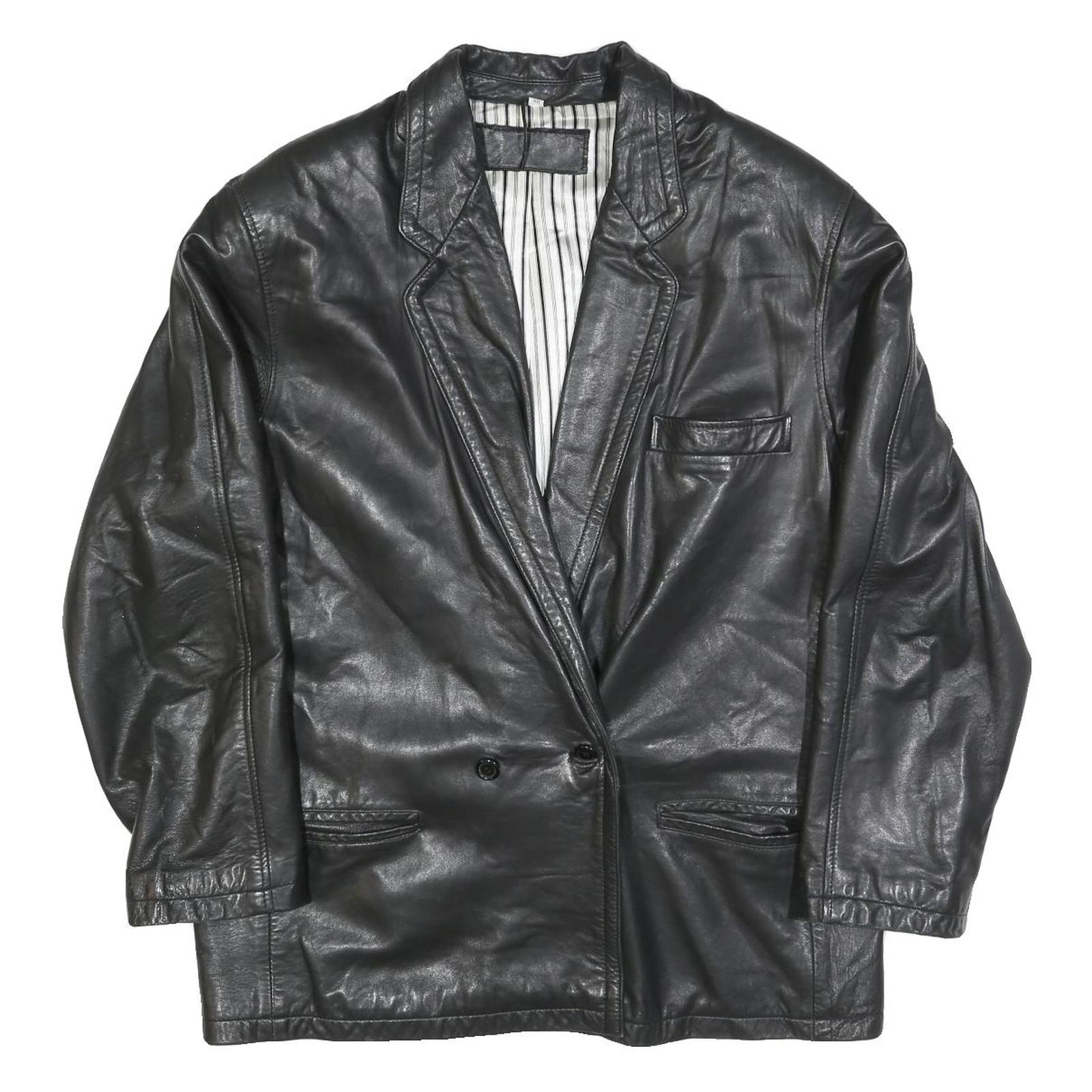 Womens Black Leather Button Jacket L Plain Classic Stylish Stylish Jacket Refurbished - N/A refurbished available on Cerqular