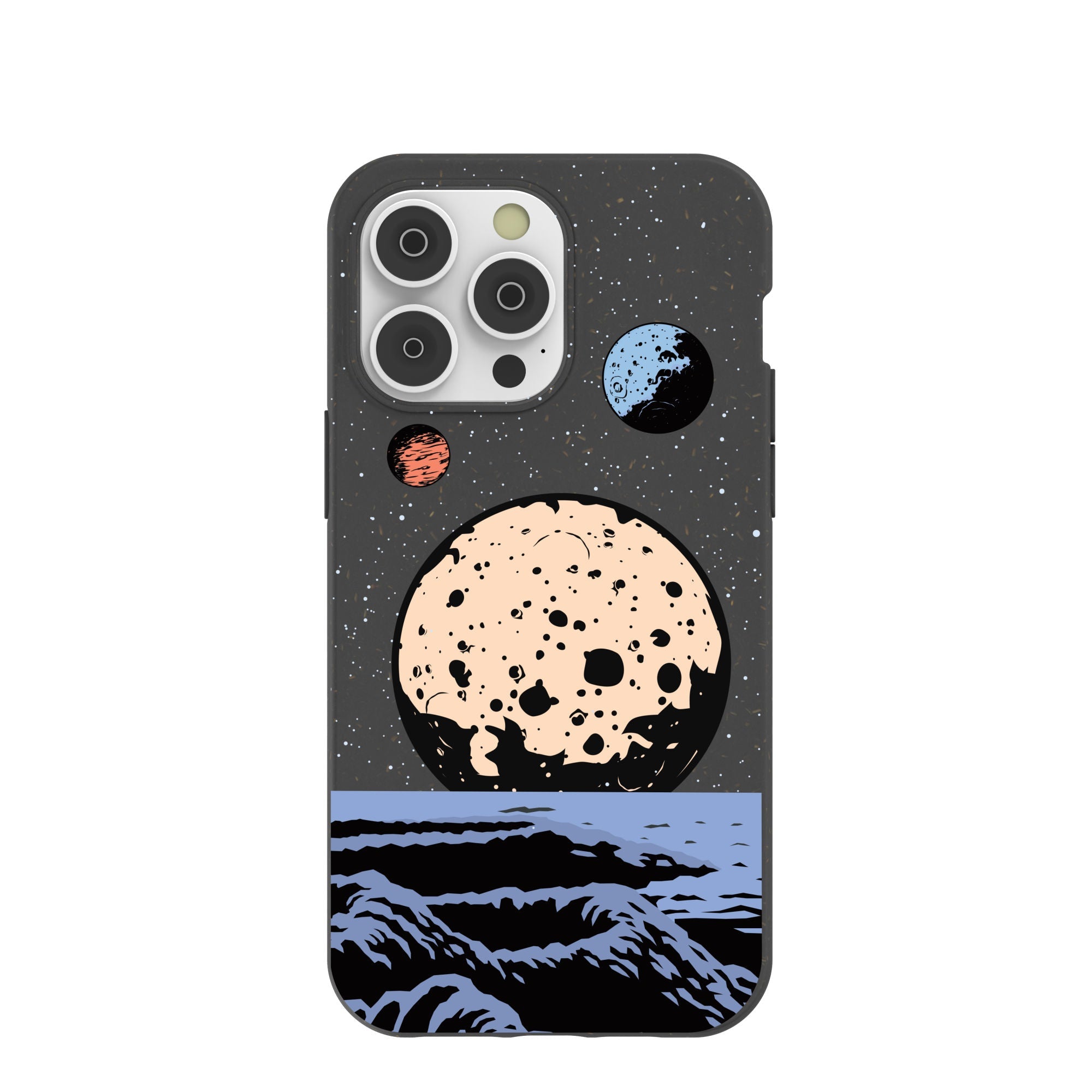 Black Retro Moon iPhone 14 Pro Max Case Refurbished - Pela Case refurbished available on Cerqular