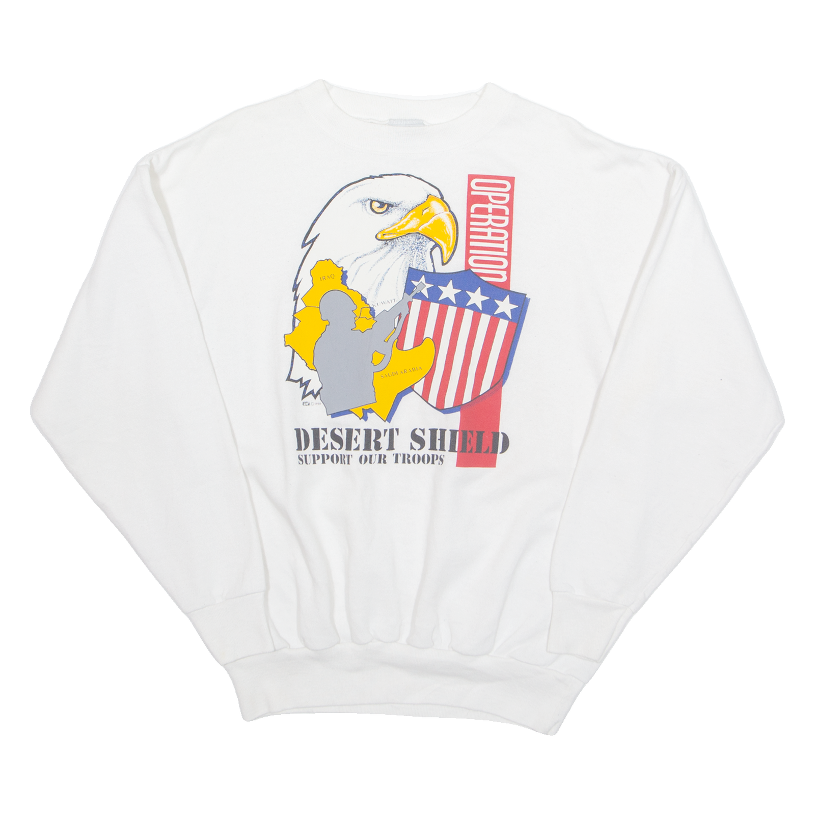 AMERICA'S FINEST Desert Island Support Our Troops Mens Sweatshirt White 90s USA XL Refurbished - N/A refurbished available on Cerqular