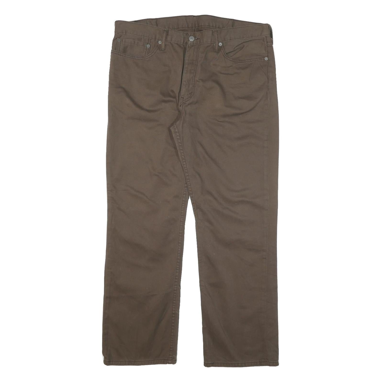 LEVI'S Mens Cotton Blend Brown Regular Straight Trousers W38 L30 Classic Zip Refurbished - N/A refurbished available on Cerqular