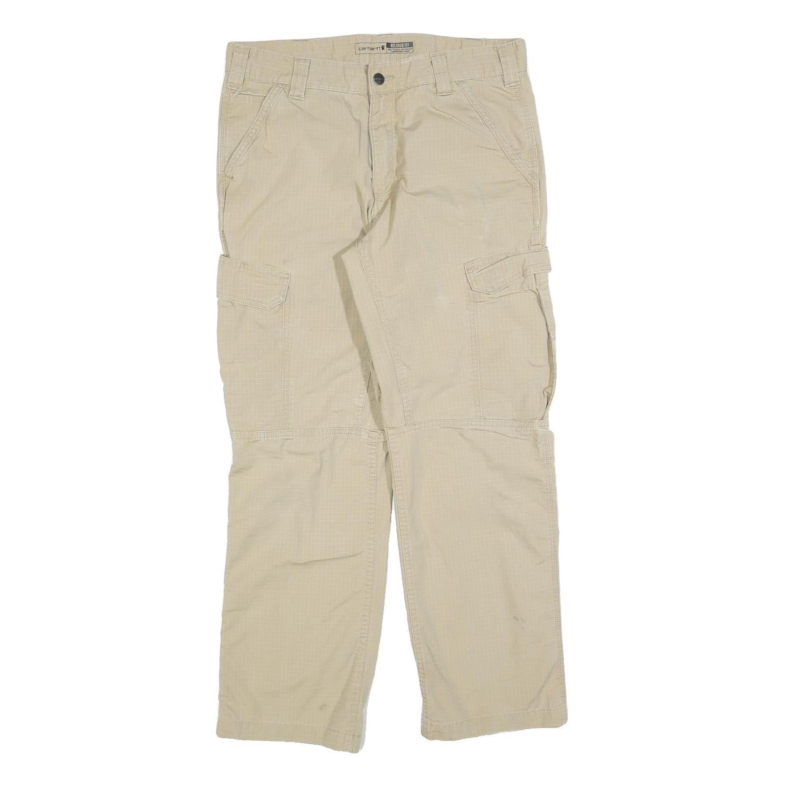 Buy CARHARTT Mens Relaxed Beige Cargo Trousers W33 L30 Cotton Blend Zip Closure Refurbished - $49.39 CARHARTT Mens Relaxed Beige Cargo Trousers W33 L30 Cotton Blend Zip Closure Refurbished - N/A refurbished available on Cerqular