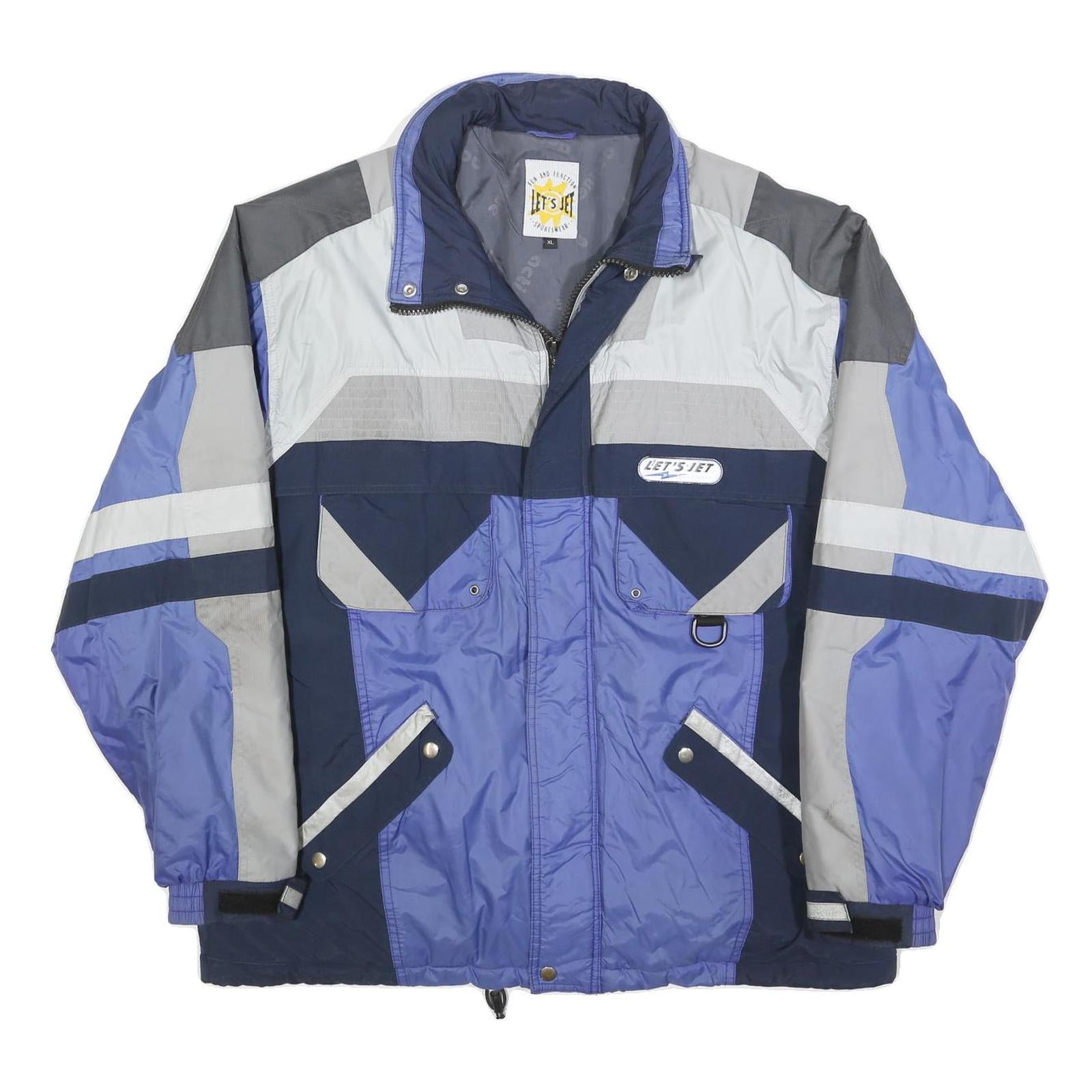 LETS JET Mens Blue Grey Polyester Blend Jacket XL Zip Colourblock Sportswear Refurbished - N/A refurbished available on Cerqular