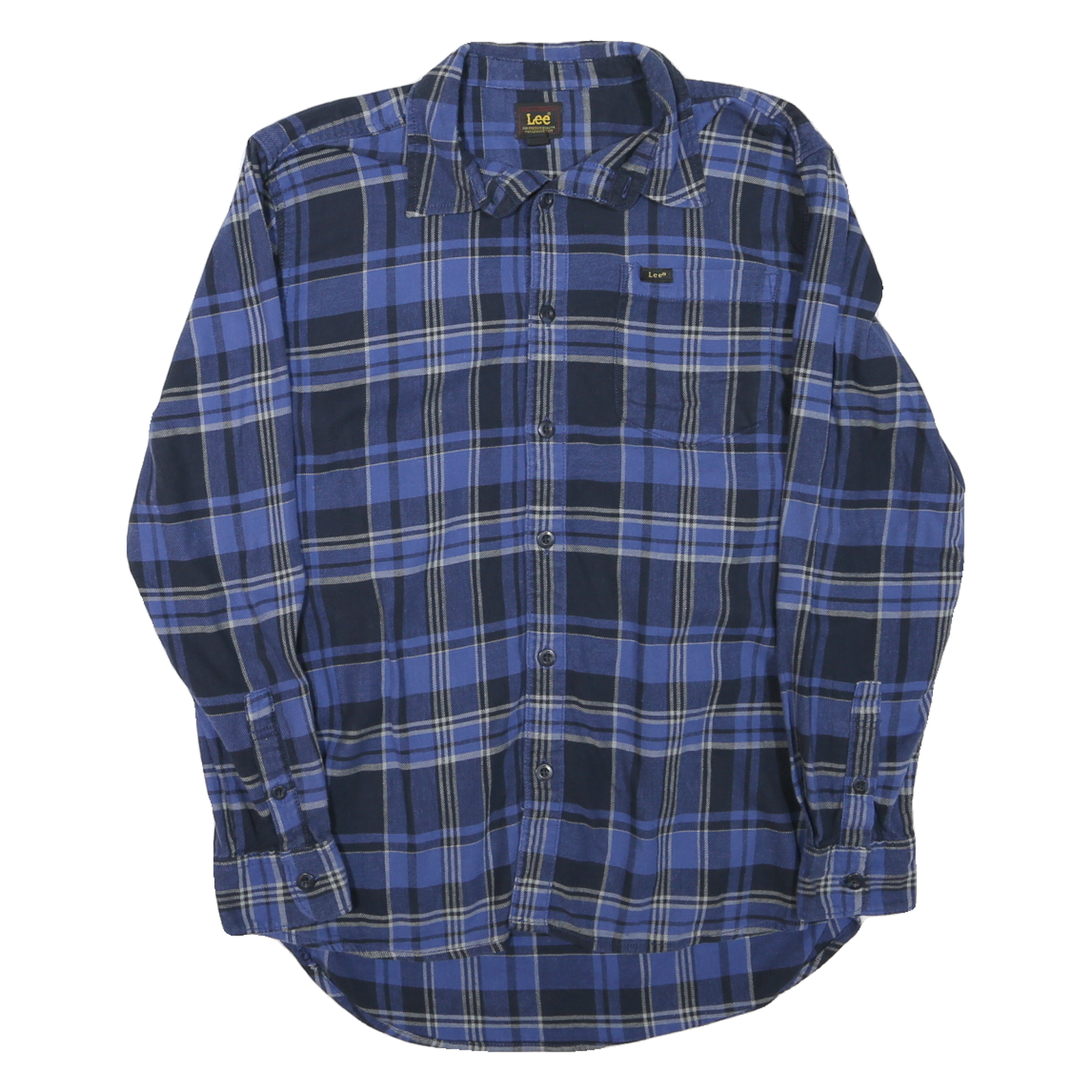 LEE Mens Blue & Black Check Shirt L Cotton Long Sleeve Button Front Casual Refurbished - N/A refurbished available on Cerqular