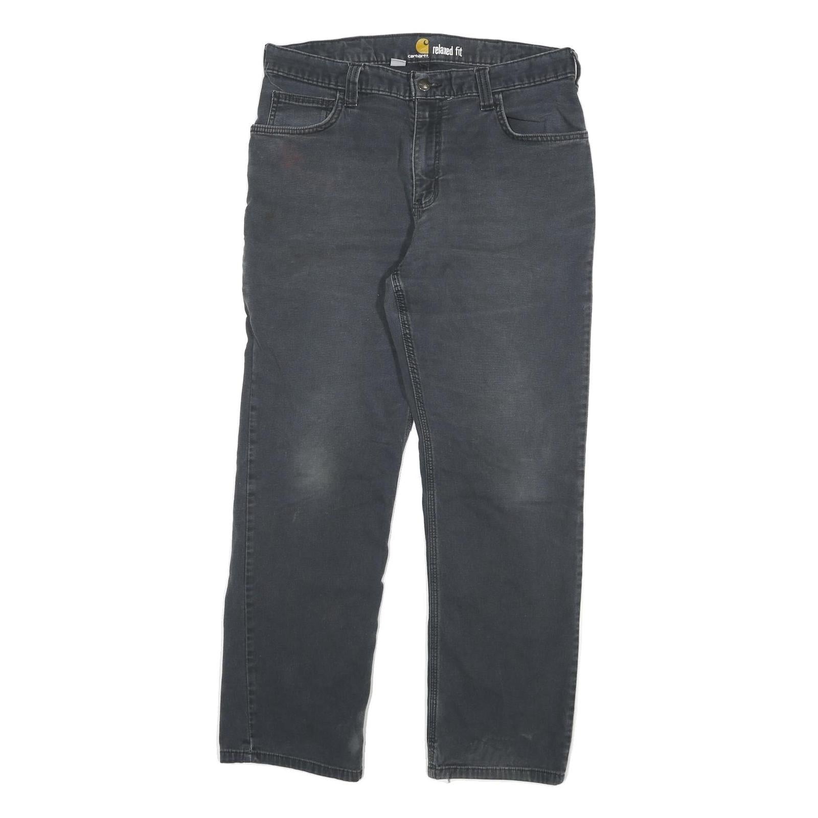 CARHARTT Mens Cotton Blend Black Relaxed Straight Trousers W31 L27 Workwear Refurbished - N/A refurbished available on Cerqular
