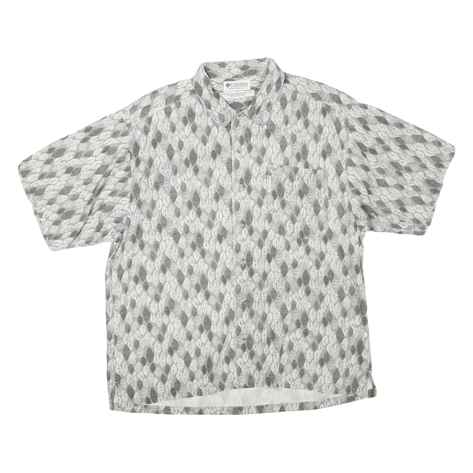 COLUMBIA Mens Grey & White Pattern Shirt M Cotton Blend Casual Button Front Refurbished - N/A refurbished available on Cerqular