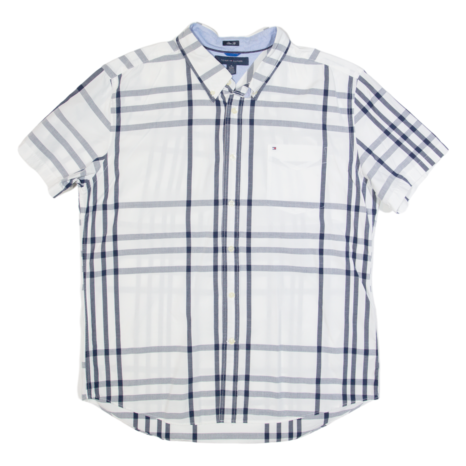 TOMMY HILFIGER Slim Fit Mens Shirt White Check XL Refurbished - N/A refurbished available on Cerqular