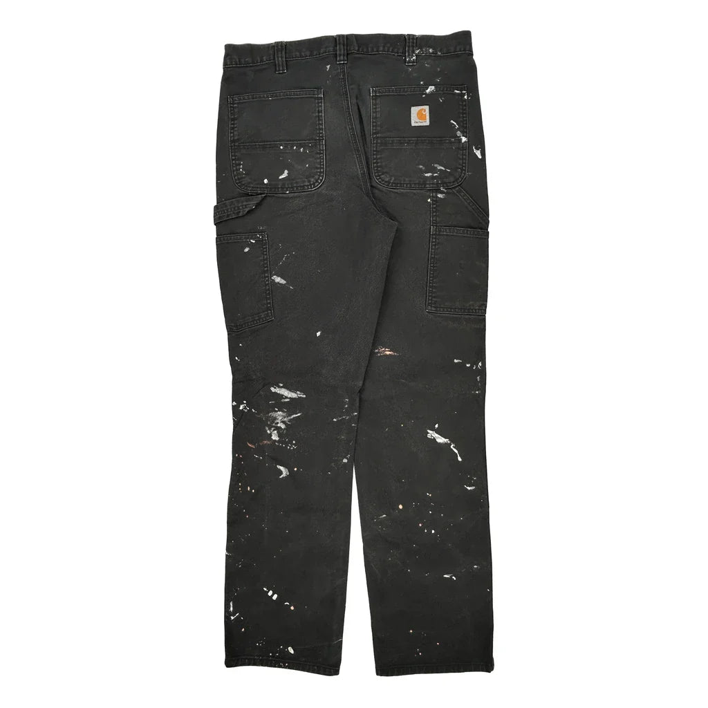 Carhartt Double Knee Carpenter Trousers - 35W 32L Black Cotton Refurbished - Thrifted (note: this is a term often used to describe second- refurbished available on Cerqular