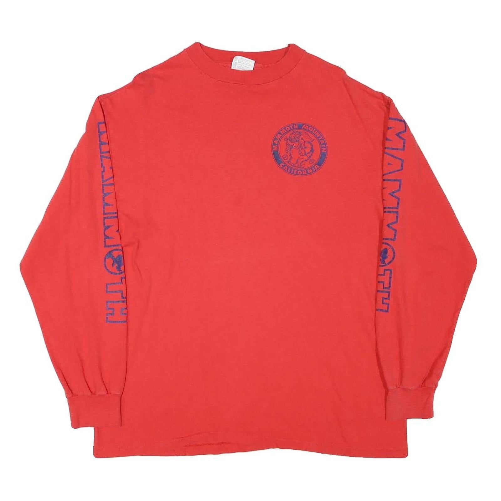 HANES Mens Red Mammoth Mountain Graphic Long Sleeve Crew Neck XL Ski T-Shirt Refurbished - N/A refurbished available on Cerqular