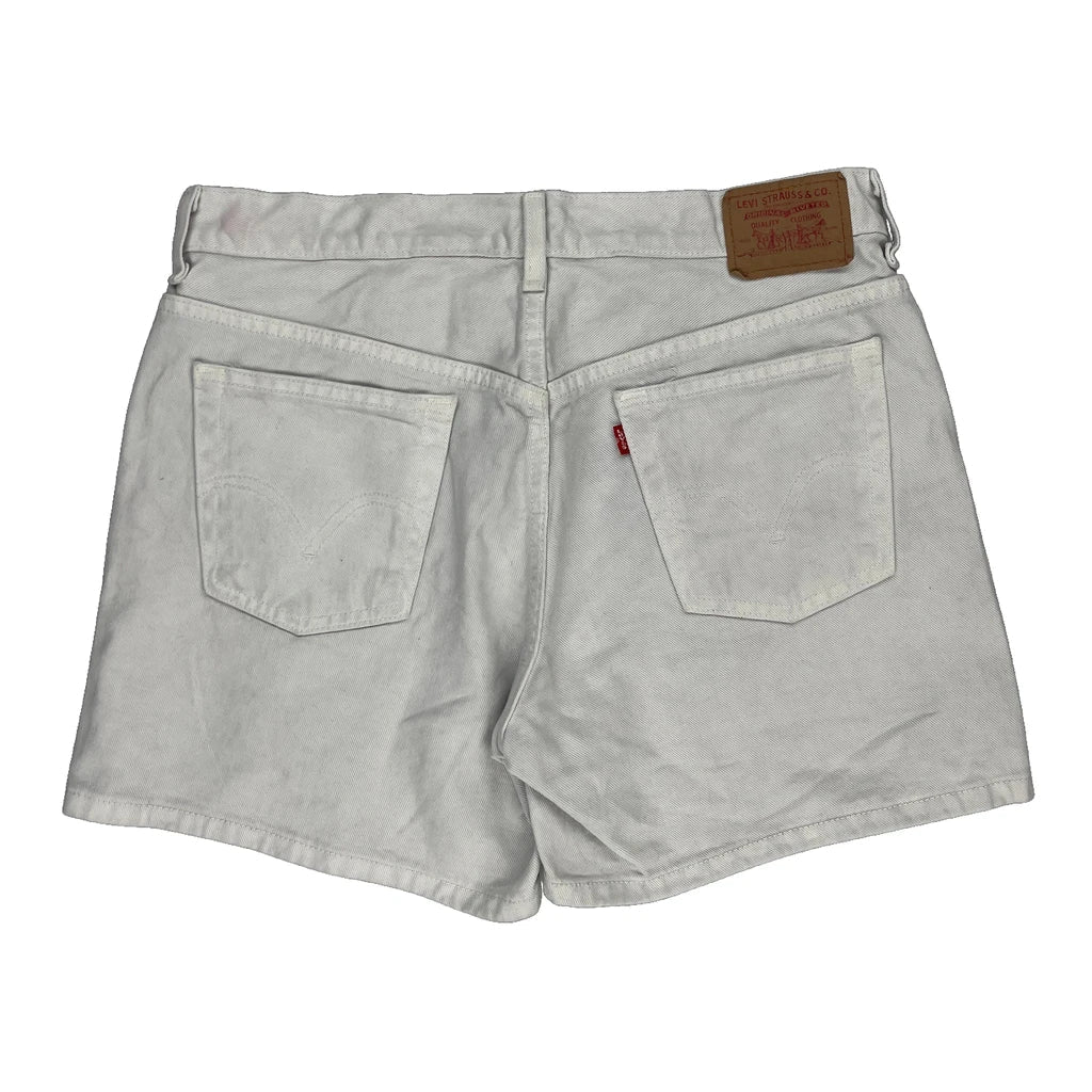 Levis Denim Shorts - 32W UK 12 White Cotton Refurbished - Thrifted (note: this is a term often used to describe second- refurbished available on Cerqular
