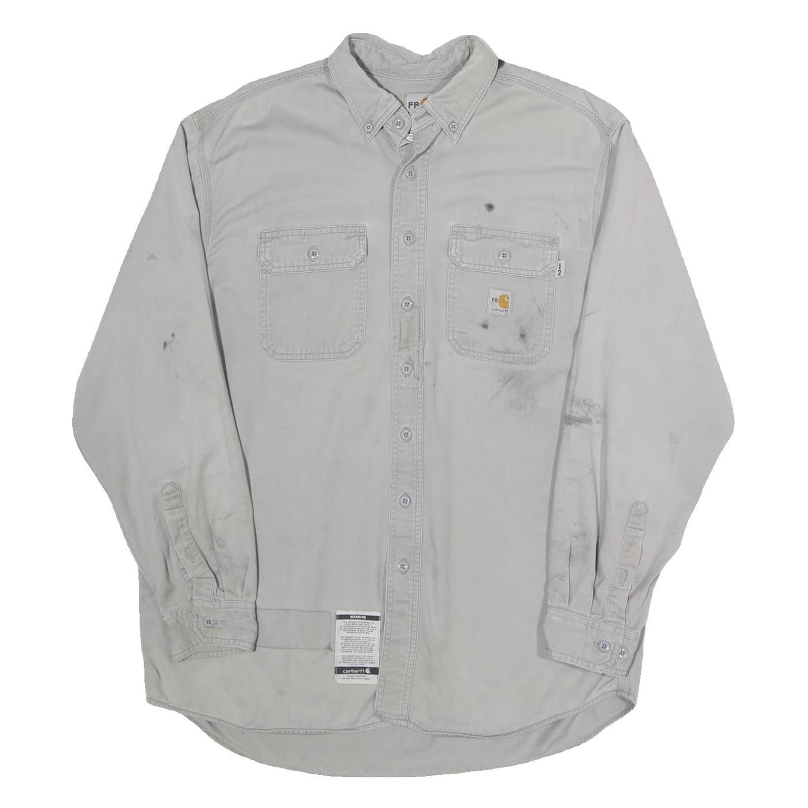 CARHARTT Mens White Cotton Blend Workwear Shirt L Long Sleeve Button Pockets Refurbished - N/A refurbished available on Cerqular