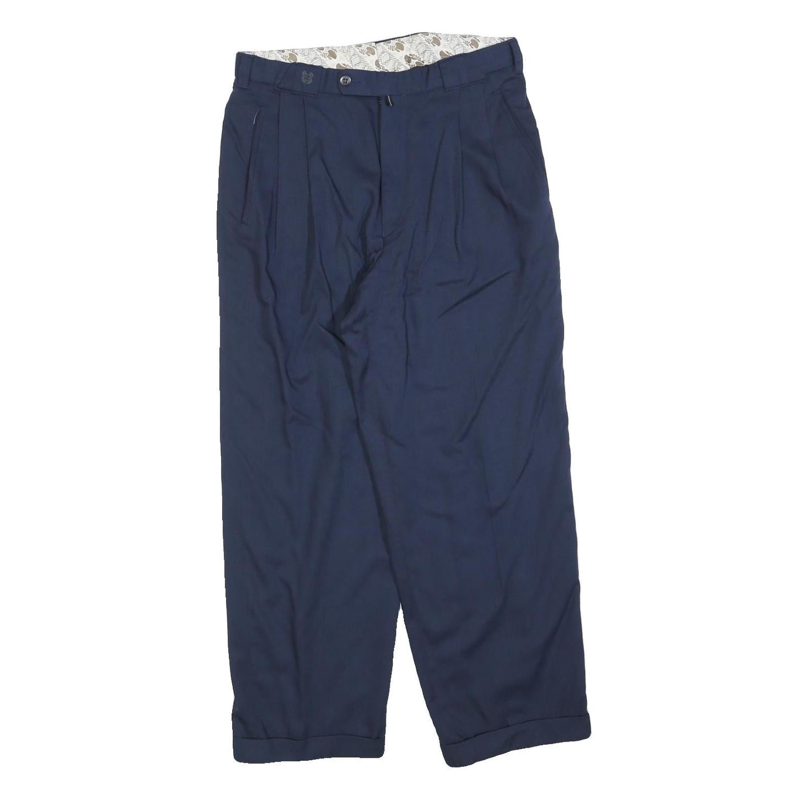 LINEA DUE Womens Wool Blend Navy Regular Fit Straight Leg Trousers W30 L30 Smart Refurbished - N/A refurbished available on Cerqular