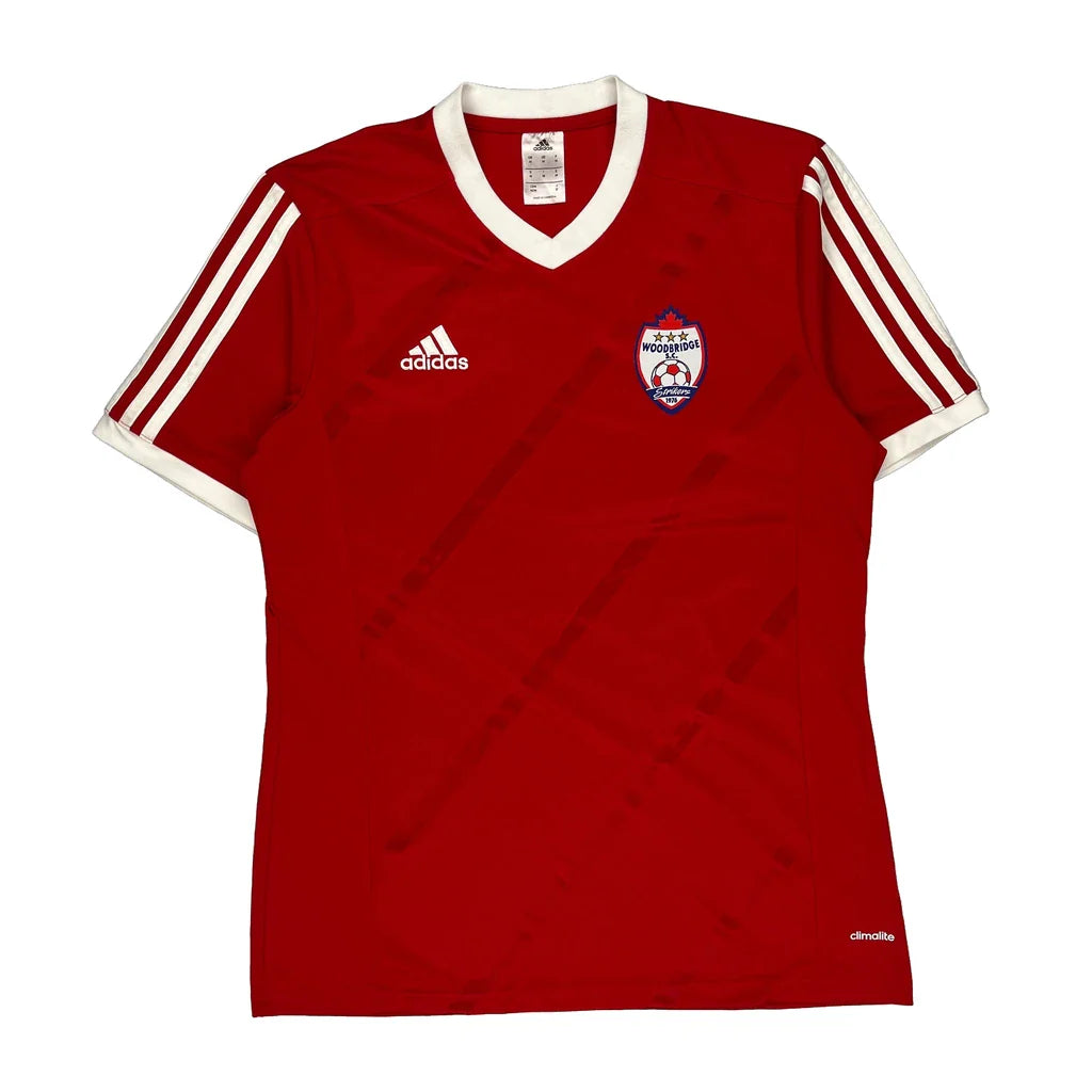 Woodbridge Soccer Club Adidas Football Shirt - Medium Red Polyester Refurbished - Thrifted (note: this is a term often used to describe second- refurbished available on Cerqular
