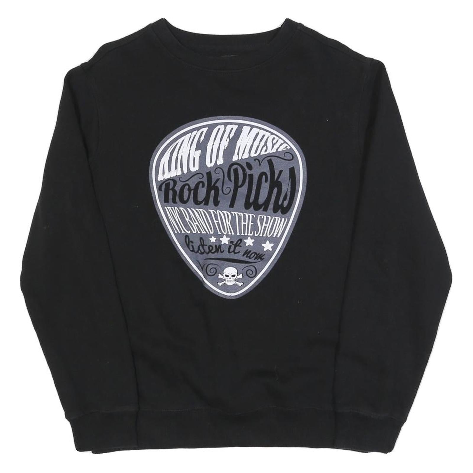 HARRIS LEWIS Mens Black King Of Music Crew Neck L Cotton Blend Sweatshirt Refurbished - N/A refurbished available on Cerqular