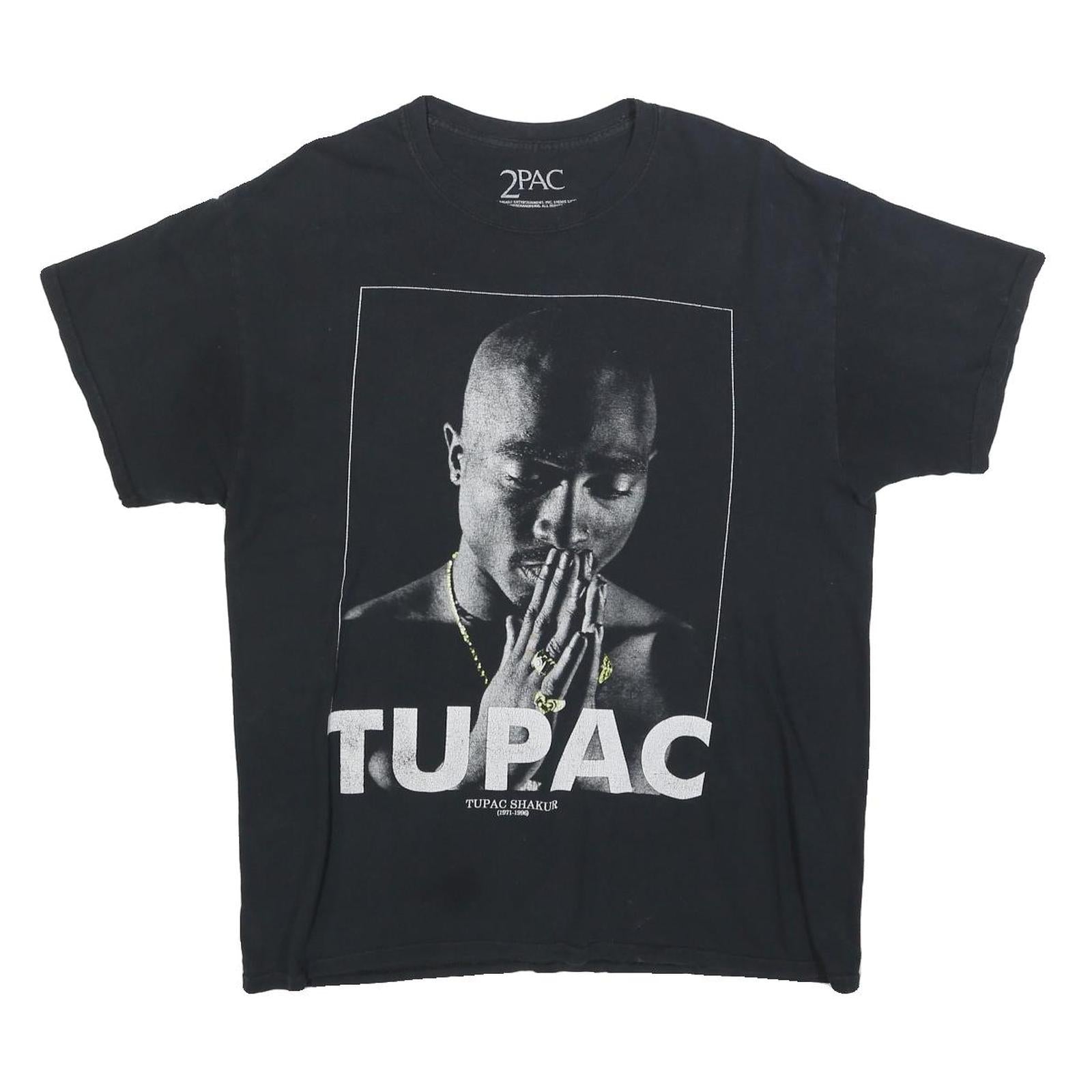 2PAC Mens Black Tupac Graphic T-Shirt L Short Sleeve Crew Neck Music Rap Refurbished - N/A refurbished available on Cerqular