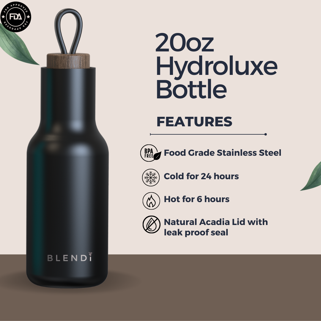 Hydroluxe Tumbler Water Bottle 20oz | Color: Black Refurbished - Blendi refurbished available on Cerqular