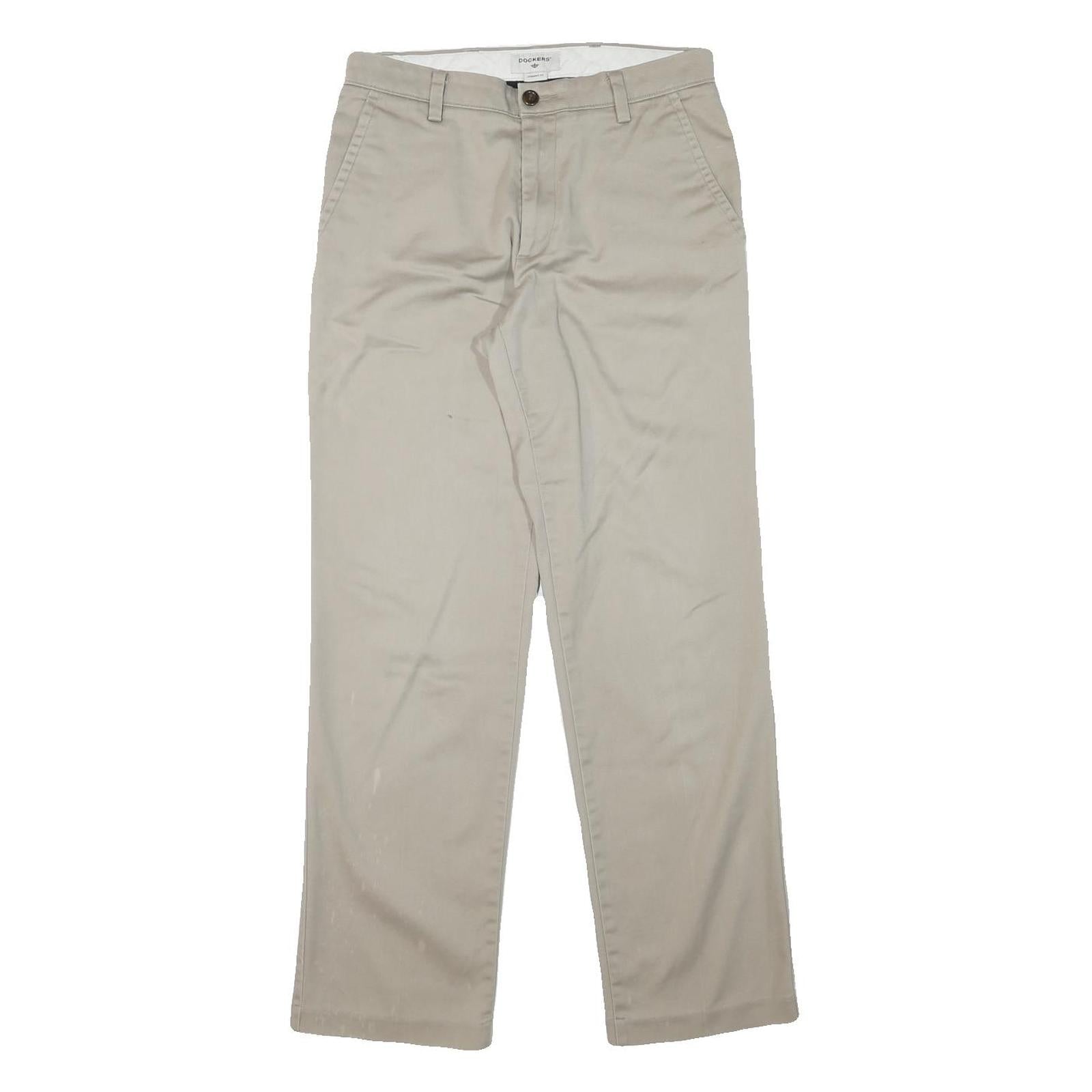DOCKERS Mens Cotton Blend Beige Regular Fit Straight Leg Trousers W30 L31 Casual Refurbished - N/A refurbished available on Cerqular