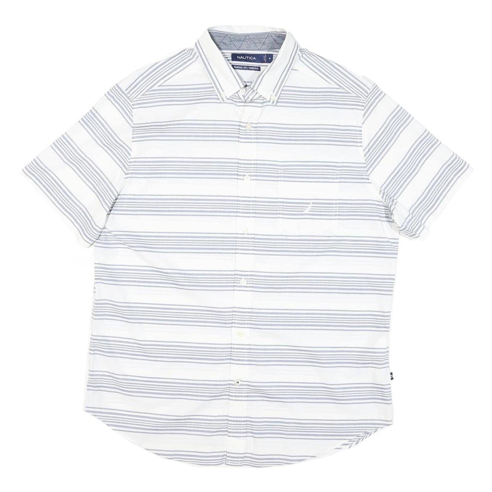 Buy NAUTICA Mens White & Grey Stripe Cotton Blend Short Sleeve Shirt M Classic Fit Refurbished - $28.59 NAUTICA Mens White & Grey Stripe Cotton Blend Short Sleeve Shirt M Classic Fit Refurbished - N/A refurbished available on Cerqular