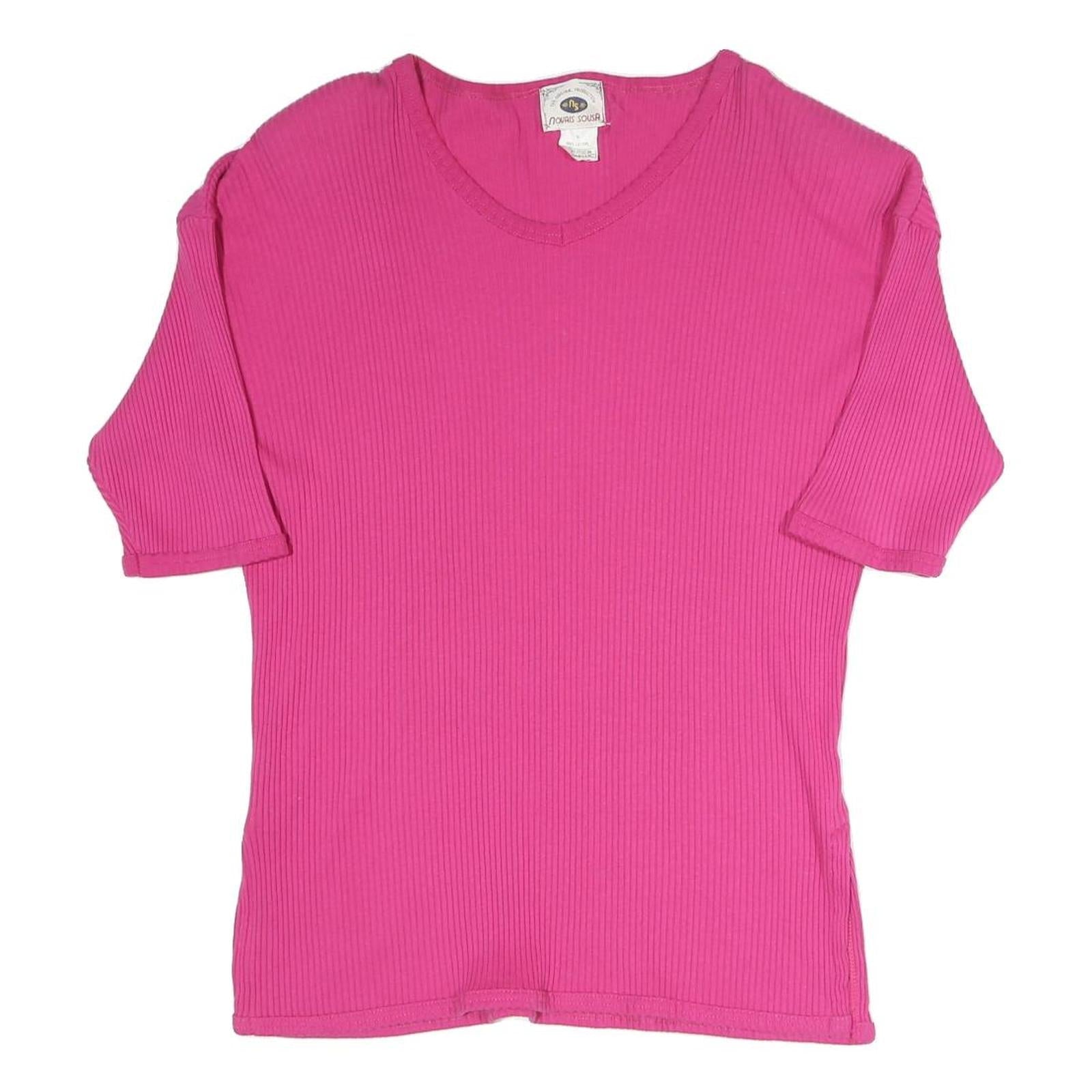 NOVAIS SOUSA Womens Pink Plain Jumper Cotton Blend Rib Knit S Casual Comfortable Refurbished - N/A refurbished available on Cerqular