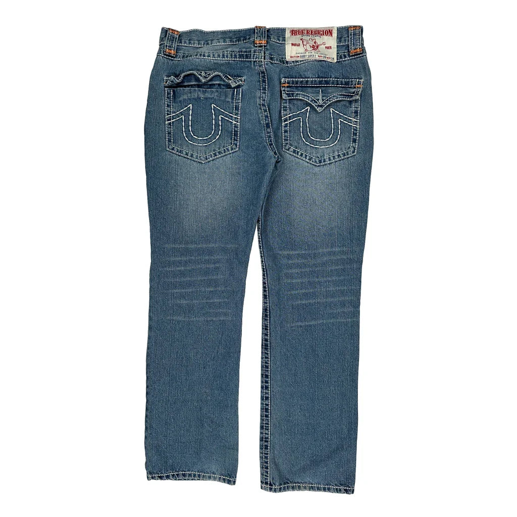 True Religion Contrast Stitch Jeans - 36W UK 16 Blue Denim Refurbished - Thrifted (note: this is a term often used to describe second- refurbished available on Cerqular
