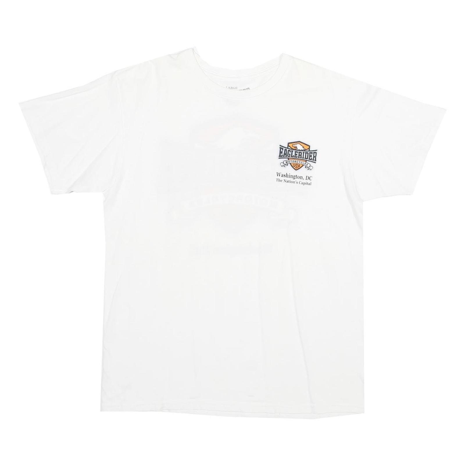 EAGLE RIDER Mens White & Orange Graphic T-Shirt L Short Sleeve Crew Neck Refurbished - N/A refurbished available on Cerqular