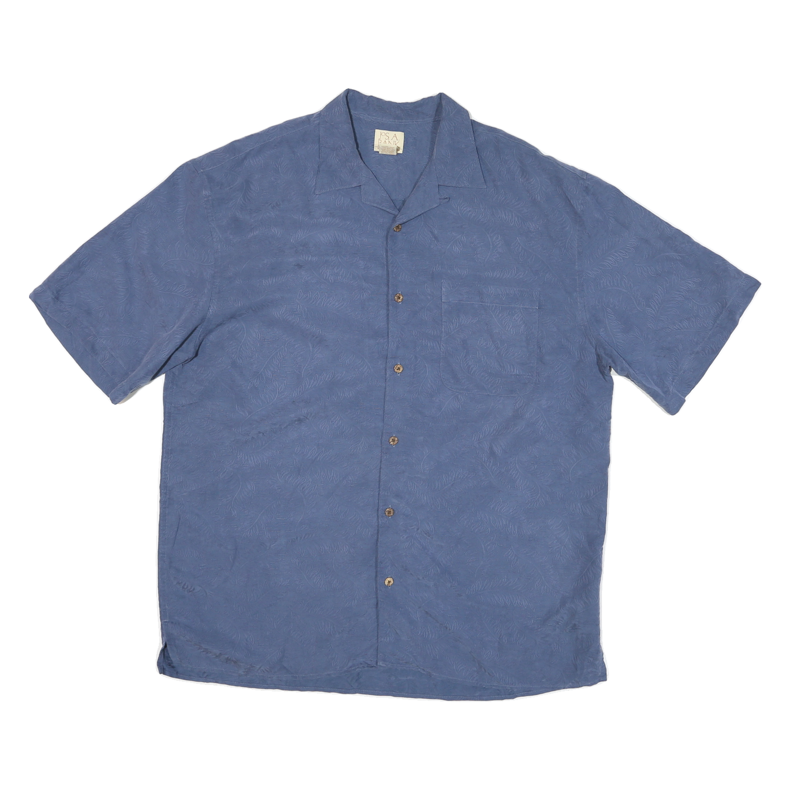 JOS A BANK Mens Blue Polyester Blend Shirt XL Casual Short Sleeve Button Refurbished - N/A refurbished available on Cerqular