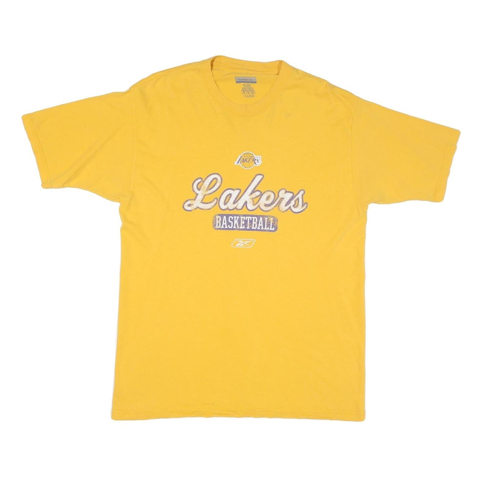 REEBOK Mens Yellow Lakers Basketball Graphic T-Shirt M Short Sleeve Crew Neck Refurbished - N/A refurbished available on Cerqular