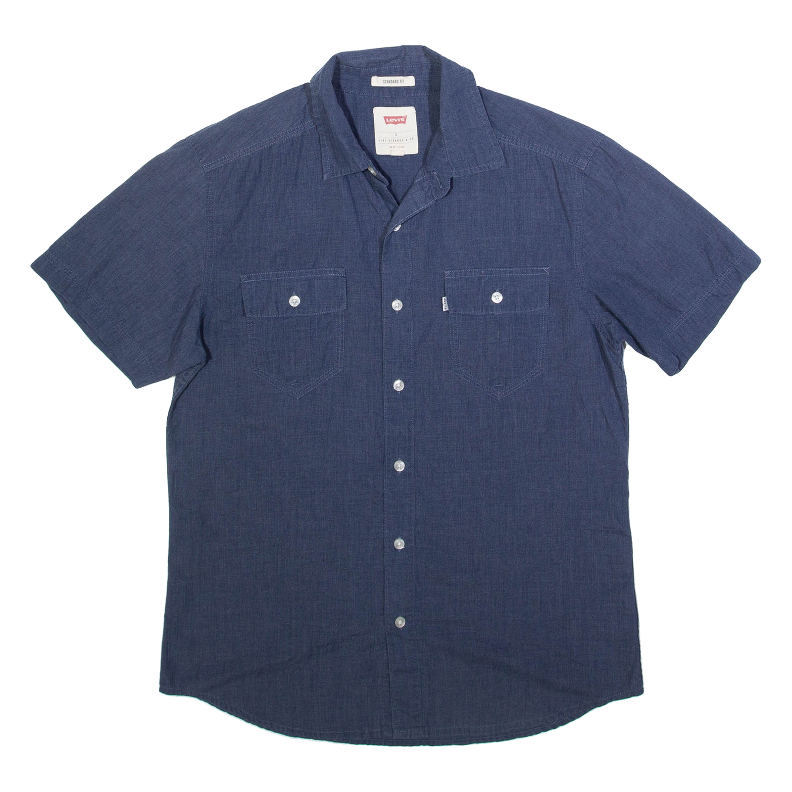 LEVI'S Mens Plain Shirt Blue S Refurbished - N/A refurbished available on Cerqular