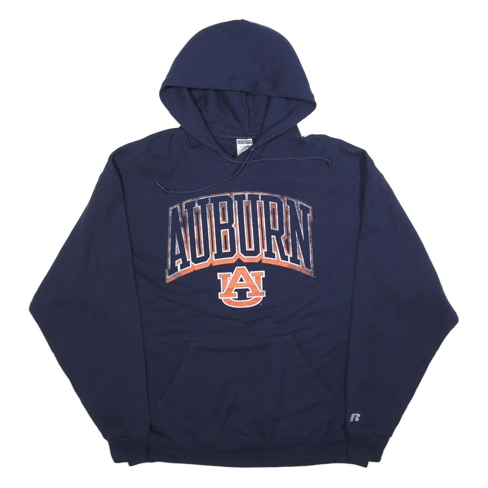 JERZEES Mens Navy Blue Auburn Logo Hoodie XL Cotton Blend Pullover Refurbished - N/A refurbished available on Cerqular