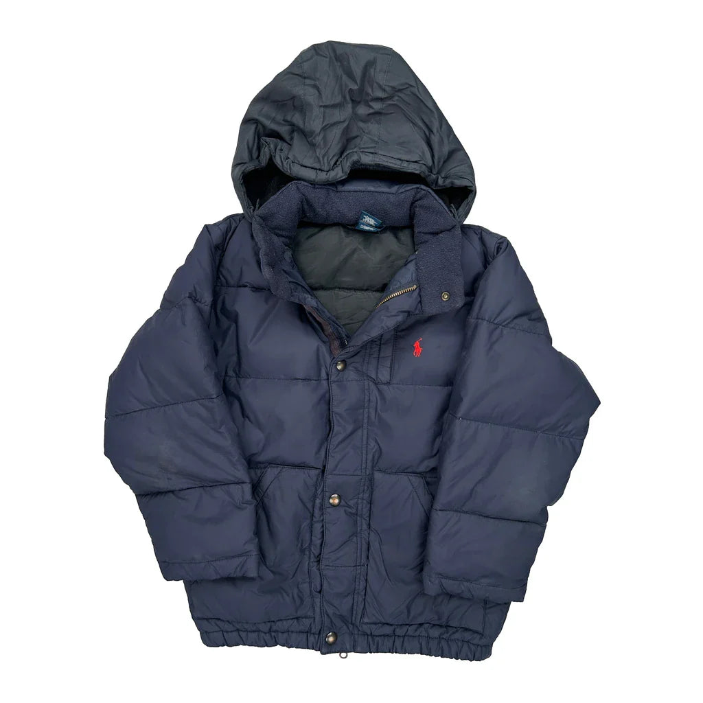 Age 7 Polo By Ralph Lauren Puffer - Small Navy Polyester Refurbished - Thrifted (note: this is a term often used to describe second- refurbished available on Cerqular
