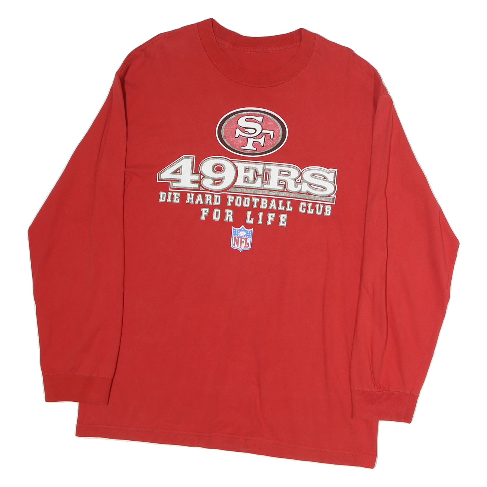 Mens Red Football Club Graphic Long Sleeve Crew Neck Cotton T-Shirt L Refurbished - N/A refurbished available on Cerqular