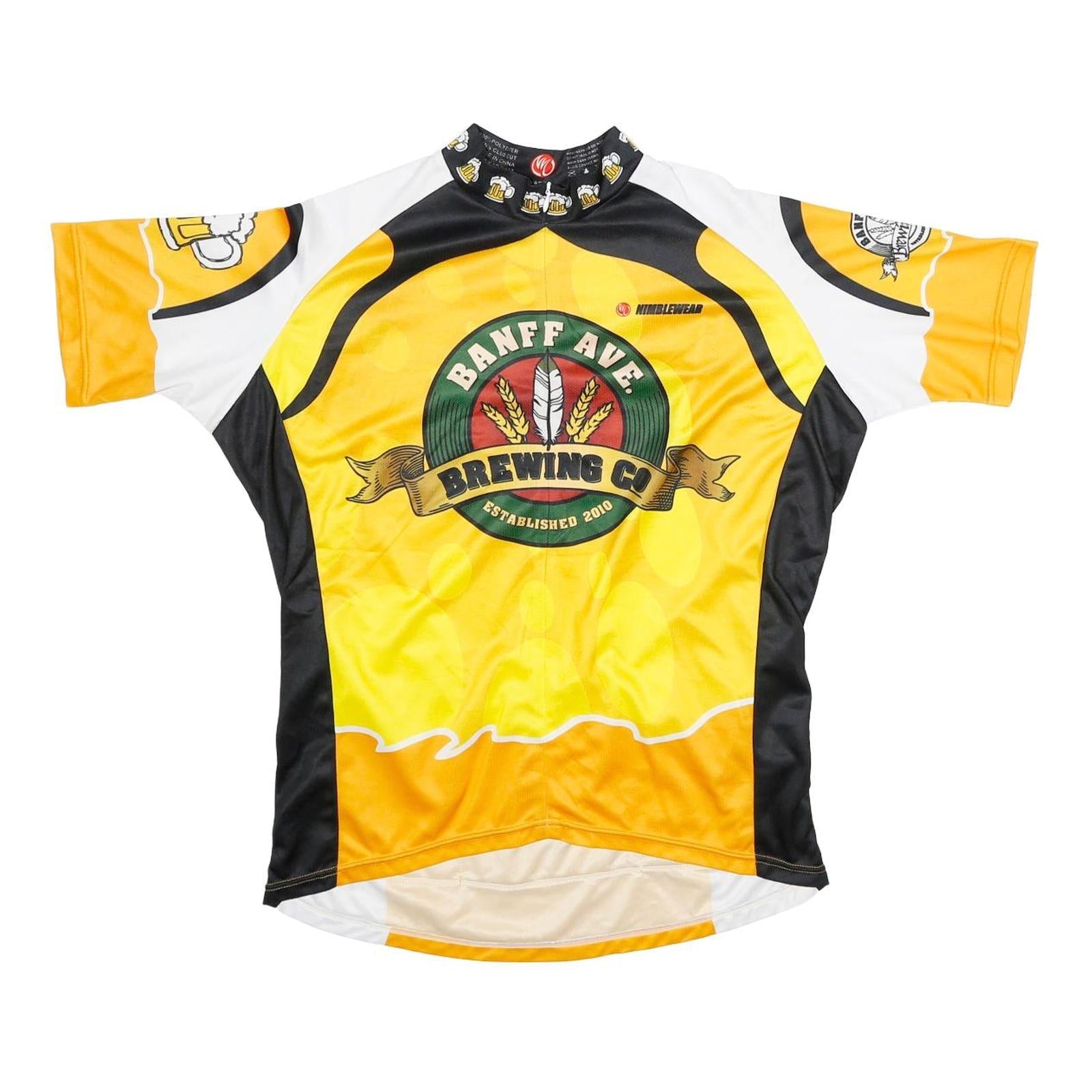 NIMBLEWEAR Mens Yellow & Black Graphic T-Shirt XL Short Sleeve Mock Neck Cycling Refurbished - N/A refurbished available on Cerqular