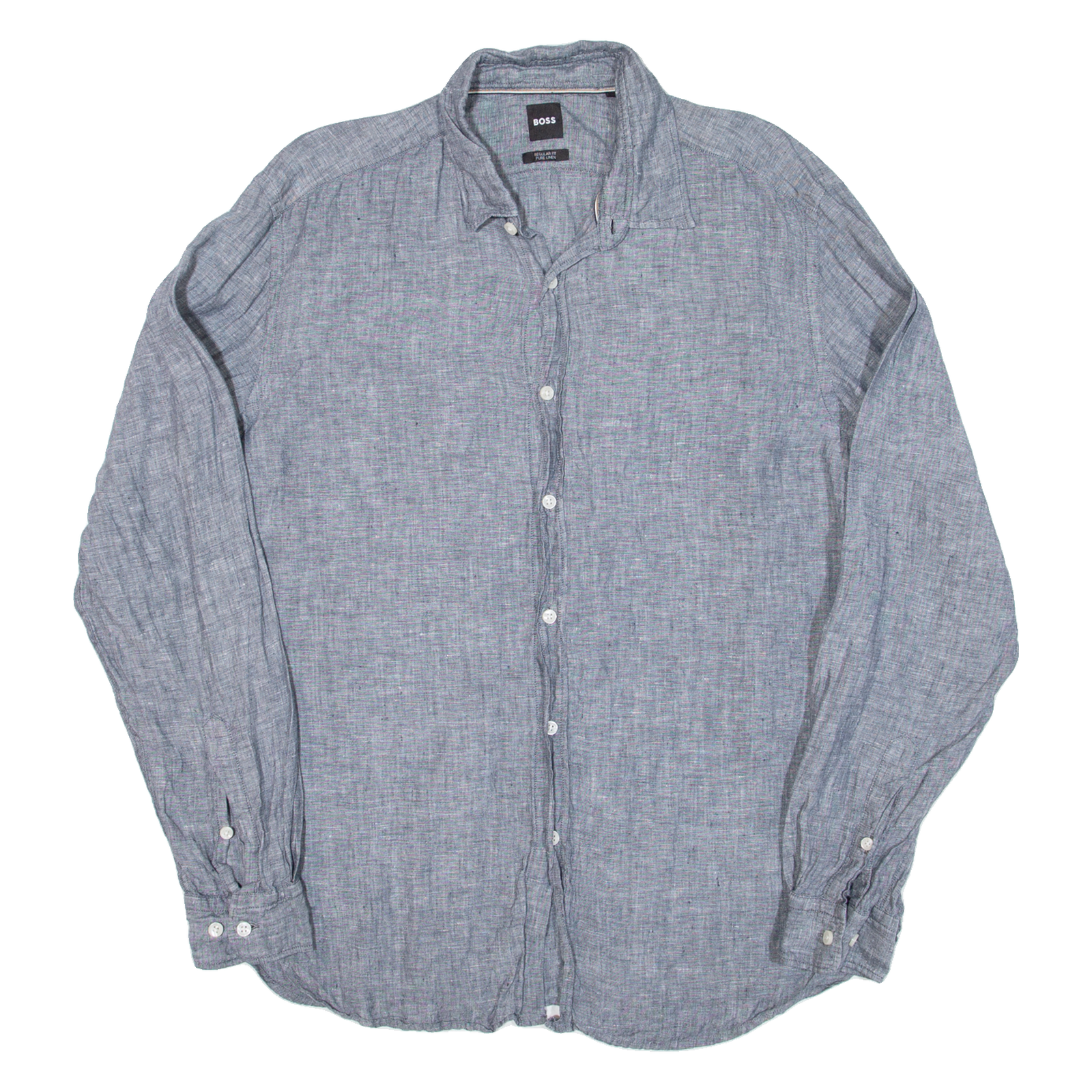 BOSS Mens Plain Shirt Grey Long Sleeve L Refurbished - N/A refurbished available on Cerqular