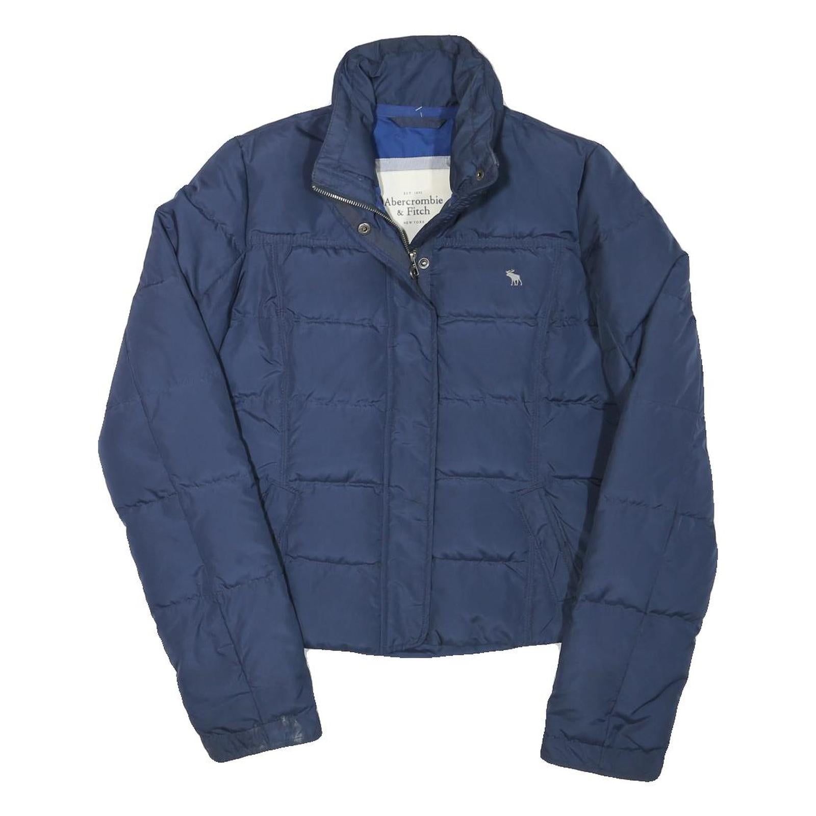 ABERCROMBIE & FITCH Womens Navy Blue Puffer Jacket L Polyester Blend Zip Casual Refurbished - N/A refurbished available on Cerqular