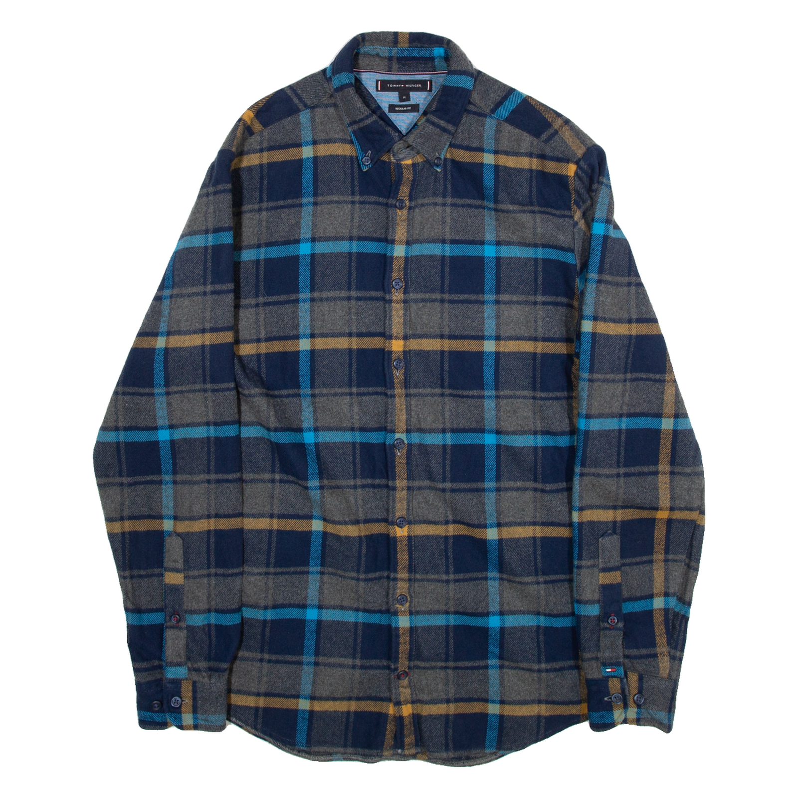 TOMMY HILFIGER Regular Fit Mens Flannel Shirt Blue Check Long Sleeve M Refurbished - N/A refurbished available on Cerqular