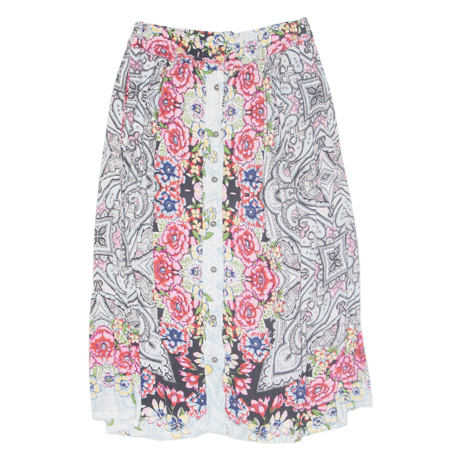 GYPSY LOVE Womens A-Line Skirt Cream Midi Crazy Pattern M Refurbished - N/A refurbished available on Cerqular