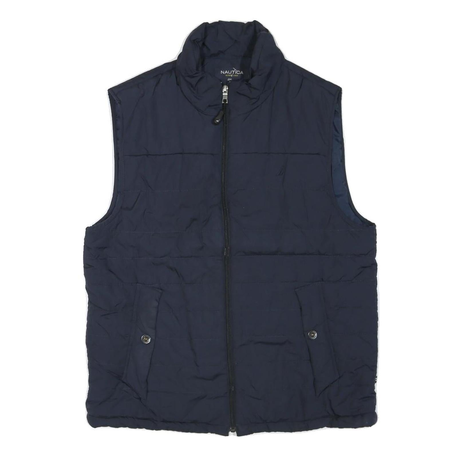 NAUTICA Mens Navy Blue Sleeveless Puffer Jacket M Polyester Blend Zip Refurbished - N/A refurbished available on Cerqular